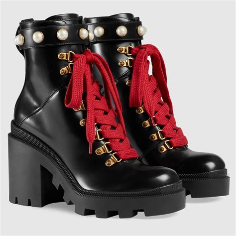 gucci black boots red laces|all black Gucci boots.